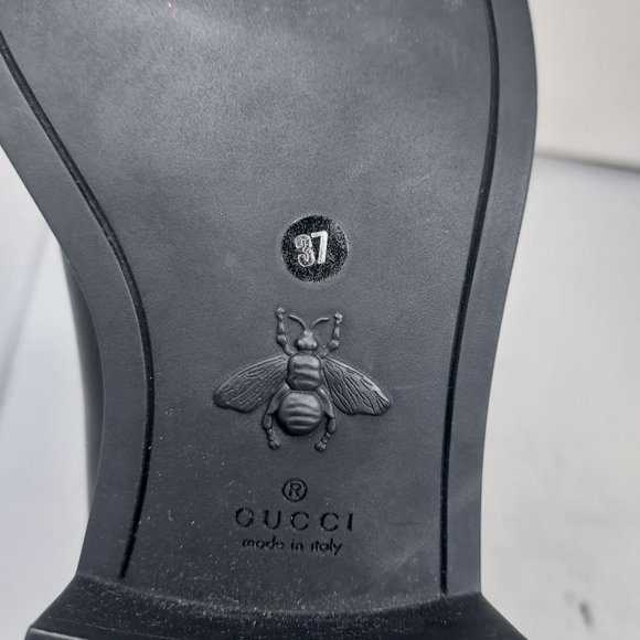 GUCCI Black GG Heart Chevron Nappa Matelasse Ankle Boot - Picture 8 of 13